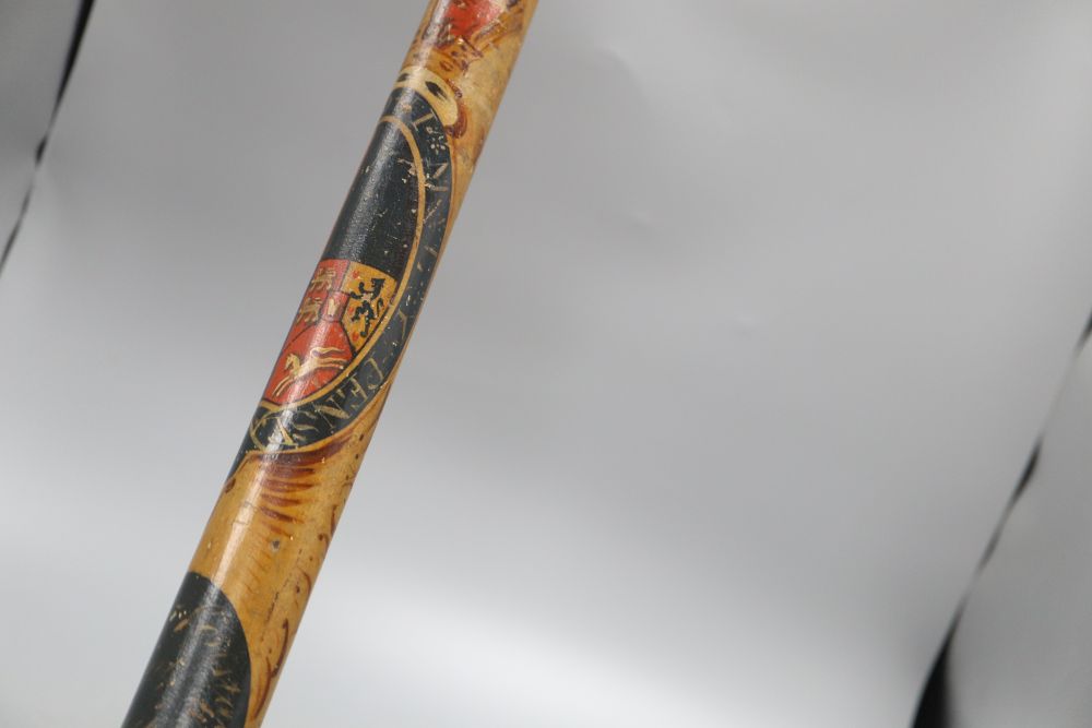 A Victorian painted wood Special Constable truncheon, for St Mary at Lambeth, overall length 54cm